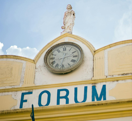photo of a building with the label FORUM